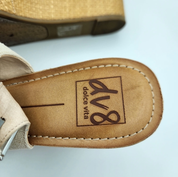 Dolce Vita Canvas Buckle Platform Wedge Heel Sandals Tan Size 9 - Picture 7 of 7